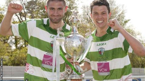 TNS players celebrate winning the 2012 Welsh Cup