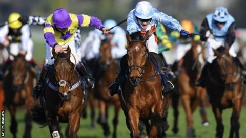 Baltimore Rock (right) races to victory in the Imperial Cup