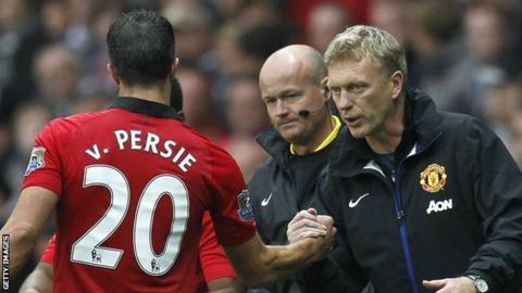 Manchester United's Robin van Persie (left) and David Moyes