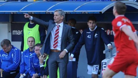 Charlton manager Jose Riga during the match at Millwall