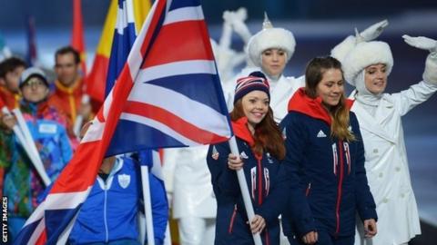 Jade Etherington and Caroline Powell enter the Paralympic closing ceremony