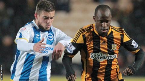 Brighton's Jake Forster-Caskey and Hull City's Sone Aluko