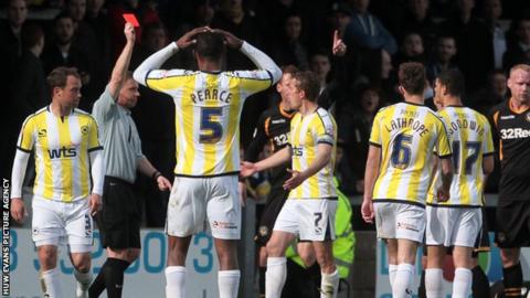 Shamir Goodwin is sent off against Newport County