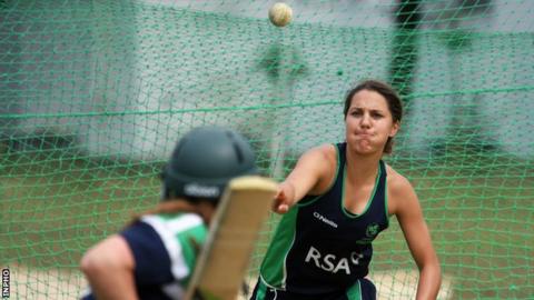 Elena Tice (right) at Ireland training in Sylhet on Monday