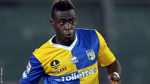 Afriyie Acquah in action for Parma against Livorno in a Serie A match in January