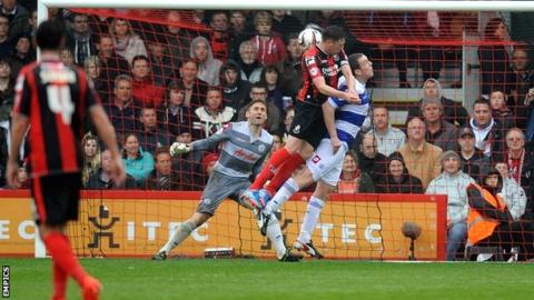 Bournemouth captain Tommy Elphick puts his team in front against QPR
