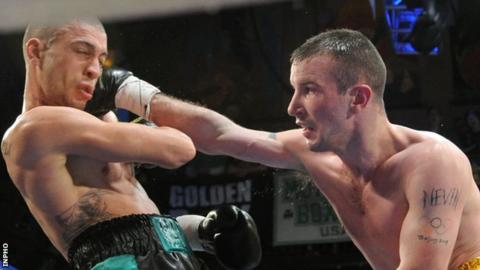 John Joe Nevin (right) in action in his first pro fight in America last month