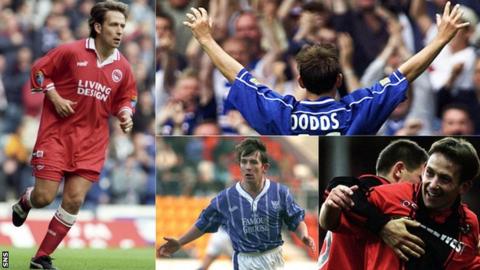 Billy Dodds playing for Aberdeen, Rangers, Dundee United and St Johnstone