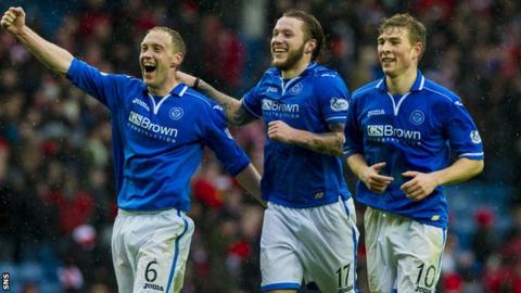 St Johnstone players celebrate the semi-final win over Aberdeen
