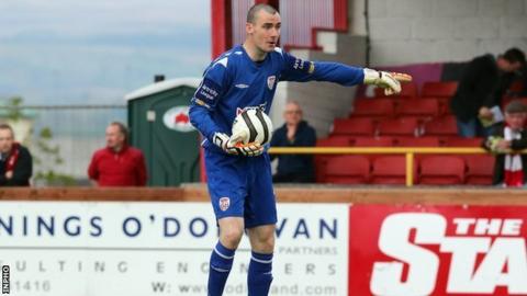 Ger Doherty made a number of fine saves for Derry