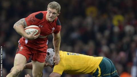 Cardiff Blues' Owen Williams in action for Wales