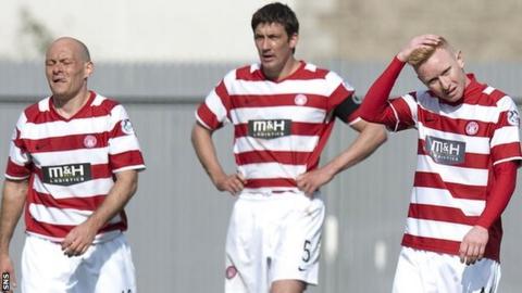 Alex Neil and his Accies players look disconsolate