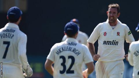 David Masters takes a wicket
