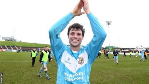 Alan Davidson celebrates after Ballymena's semi-final win