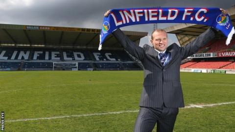 New Linfield manager Warren Feeney at Windsor Park