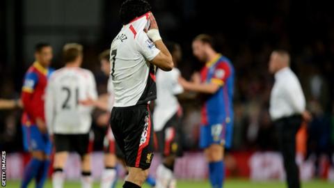 Liverpool's Luis Suarez sheds tears at Crystal Palace.
