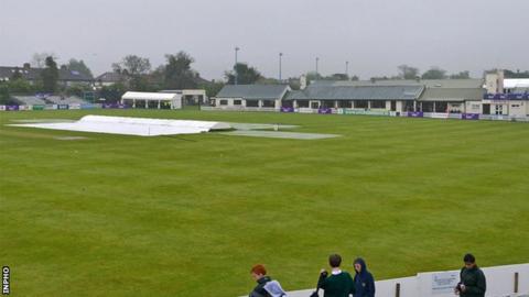 The covers are on at Clontarf with no play possible in Thursday's ODI