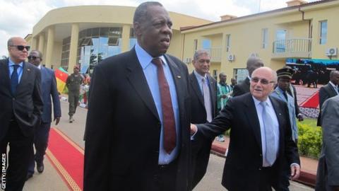 Caf president Issa Hayatou and Fifa president Sepp Blatter