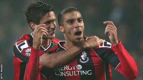 Lewis Grabban celebrates a goal