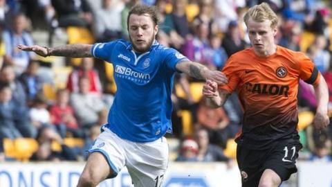 St Johnstone's Stevie May and Dundee United's Gary Mackay-Steven