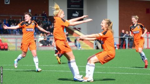 Denise O'Sullivan celebrates her goal as Glasgow City defeat Rangers 3-2