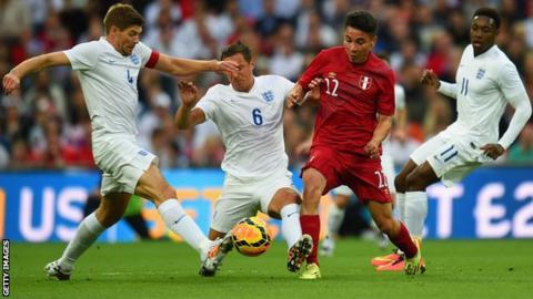 England's Steven Gerrard in action against Peru