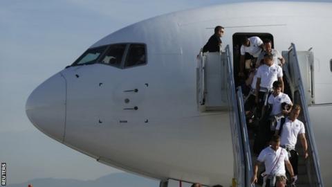 England arrive in Brazil