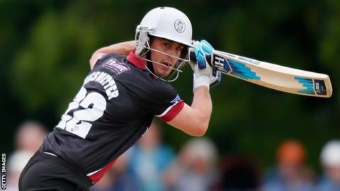 Craig Kieswetter on his way to scoring 70 for Somerset against Sussex