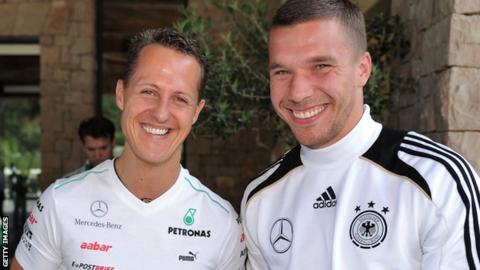 Michael Schumacher and Lukas Podolski