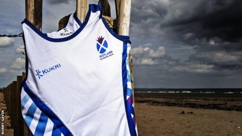 The athletics vest to be worn by Team Scotland at Glasgow 2014