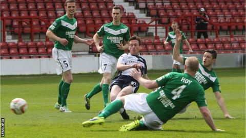 Aberystwyth Town in action against The New Saints in the Welsh Cup final