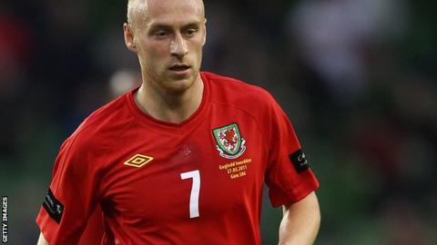 Cotterill playing for Wales.