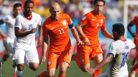 Arjen Robben in action against Chile