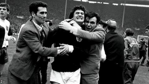 Scotland's Jim Baxter after 3-2 defeat of England in 1967