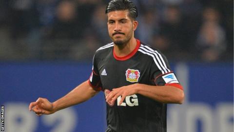 Emre Can playing for Bayer Leverkusen