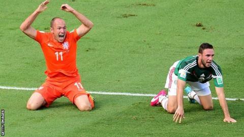 Netherlands winger Arjen Robben in action against Mexico
