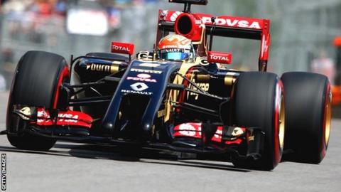 Lotus car with Romain Grosjean driving