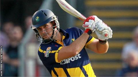 Jim Allenby in action during Glamorgan's seven-wicket defeat by Essex