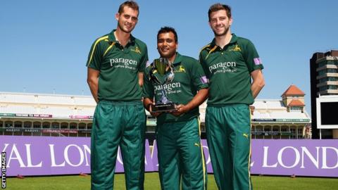 Alex Hales, Samit Patel and Harry Gurney