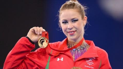 Frankie Jones takes gold in the ribbon final