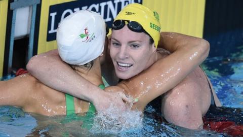Australia's Emily Seebohm wins gold in the 100m backstroke