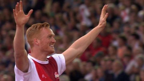 Greg Rutherford celebrates gold in the long jump