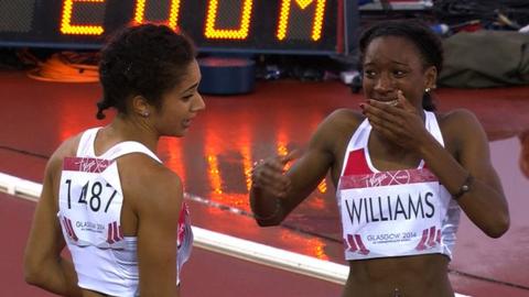 English 200m runners Jodie Williams (left) and Bianca Williams at the 2014 Commonwealth Games in Glasgow