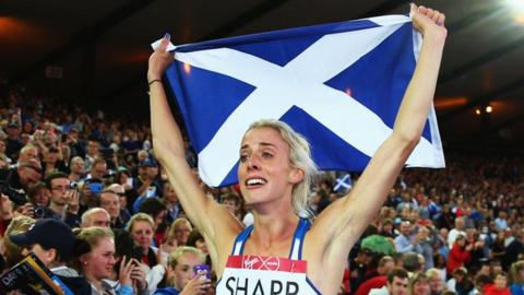 Scotland's Lynsey Sharp after winning silver in the 800m