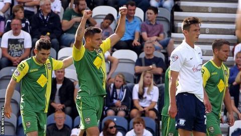 Notts County celebrate Jake Cassidy's goal against Preston