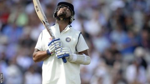 Murali Vijay looks to the heavens after being trapped lbw by Chris Woakes