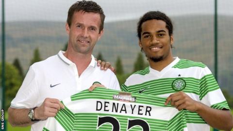 Manager Ronny Deila welcomes defender Jason Denayer to Celtic