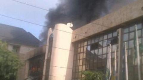 Nigeria Football Federation building on fire
