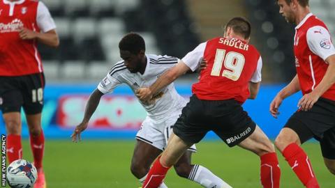Nathan Dyer goes past Matthew Sadler