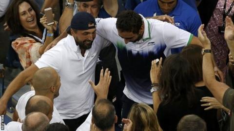 Marin Cilic embraces Goran Ivanisevic